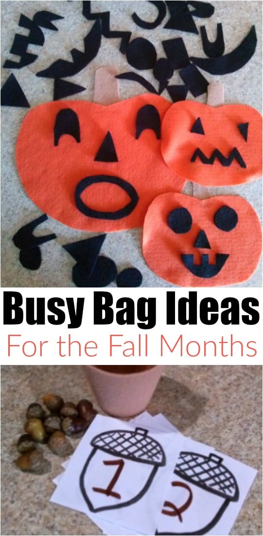 Busy bag ideas for the Fall - perfect quiet play ideas for preschoolers