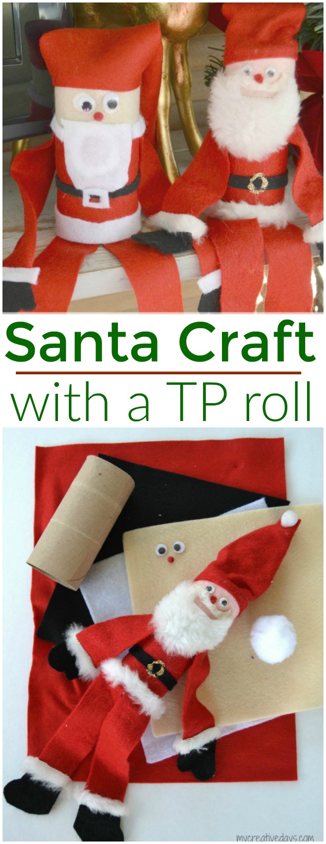 Toilet Paper Roll Santa Craft #santa #christmas #christmascrafts #craftsforkids #santaclaus