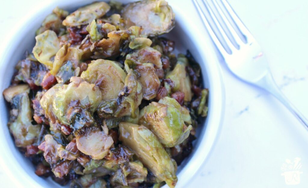 Creamy Balsamic Brussels Sprouts with Pancetta