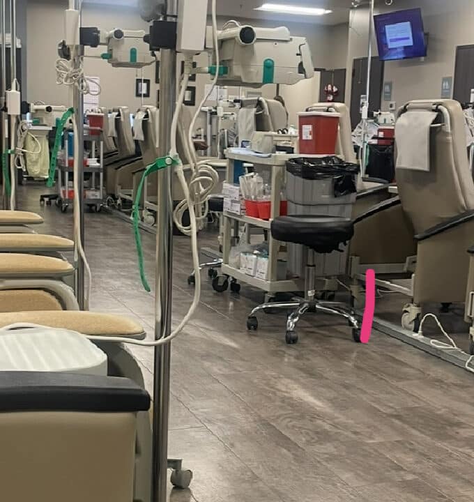 wide angle view of a cancer infusion room